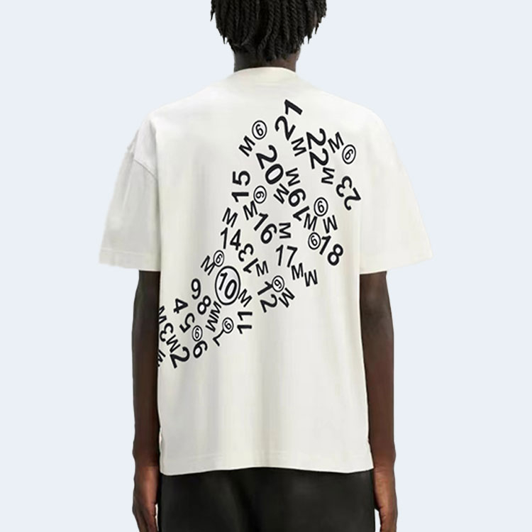 메종 마르지엘라 웨이브 백 로고 티셔츠 화이트